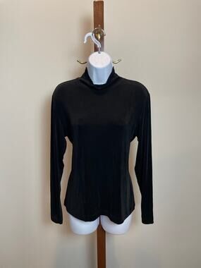 Chico’s Travelers Black Turtleneck Top Long Sleeves Made in USA Sz 2 (US Large)